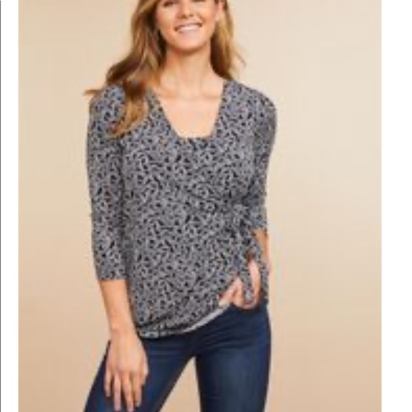 Motherhood Maternity Tops - Motherhood Maternity Geo Faux Wrap Nursing Top